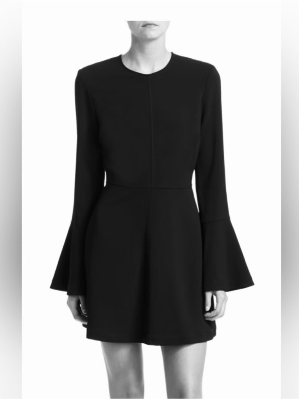 A.L.C. Trixie Black crepe Fit & Flare Dress, Bell Sleeves NEW WITH TAGS